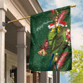 Green Budgerigars on Callistemon Garden Flag Merry Christmas Aussie - Aussie Hoodie