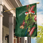 Green Budgerigars on Callistemon Garden Flag Merry Christmas Aussie - Aussie Hoodie
