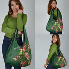 Green Budgerigars on Callistemon Grocery Bag Merry Christmas Aussie - Aussie Hoodie
