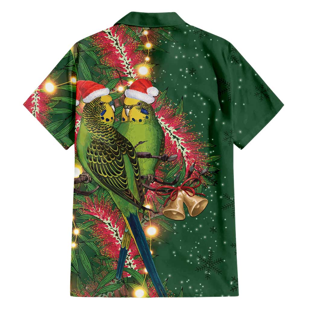 Green Budgerigars on Callistemon Hawaiian Shirt Merry Christmas Aussie - Aussie Hoodie
