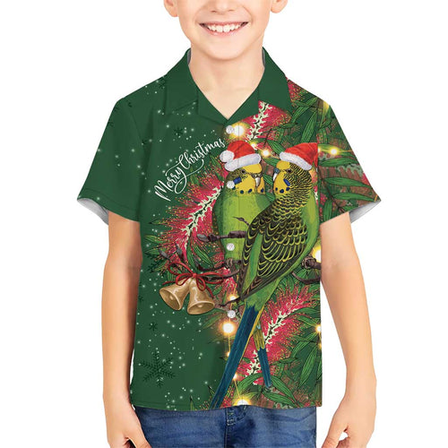 Green Budgerigars on Callistemon Hawaiian Shirt Merry Christmas Aussie - Aussie Hoodie