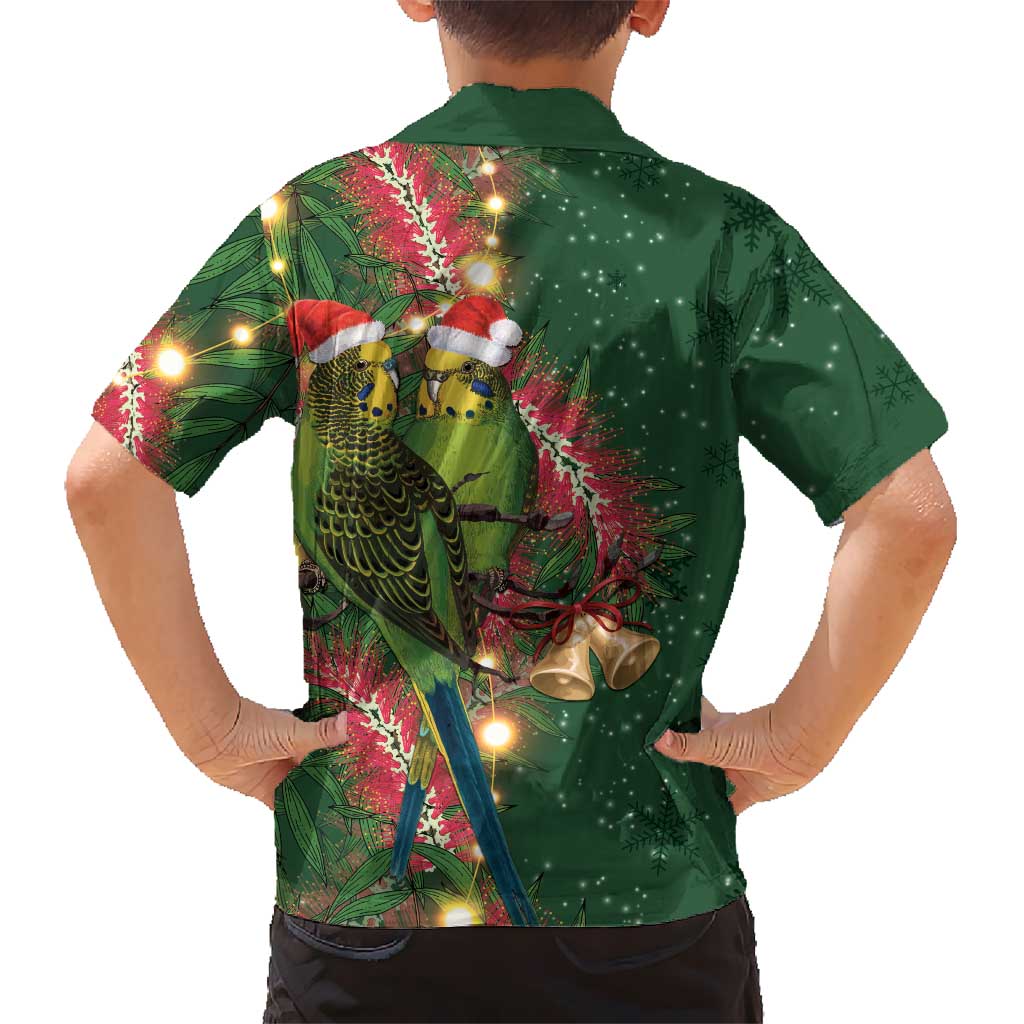 Green Budgerigars on Callistemon Hawaiian Shirt Merry Christmas Aussie - Aussie Hoodie