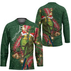 Green Budgerigars on Callistemon Hockey Jersey Merry Christmas Aussie - Aussie Hoodie