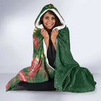 Green Budgerigars on Callistemon Hooded Blanket Merry Christmas Aussie - Aussie Hoodie