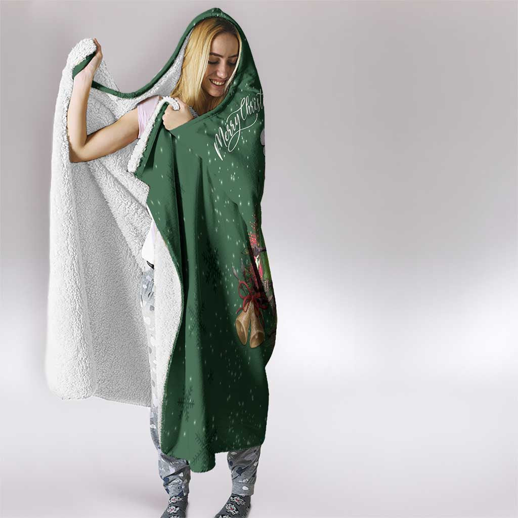 Green Budgerigars on Callistemon Hooded Blanket Merry Christmas Aussie - Aussie Hoodie