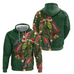 Green Budgerigars on Callistemon Hoodie Merry Christmas Aussie - Aussie Hoodie