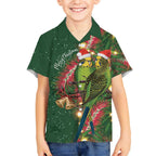 Green Budgerigars on Callistemon Kid Hawaiian Shirt Merry Christmas Aussie - Aussie Hoodie