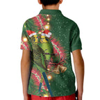 Green Budgerigars on Callistemon Kid Polo Shirt Merry Christmas Aussie - Aussie Hoodie