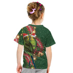 Green Budgerigars on Callistemon Kid T Shirt Merry Christmas Aussie - Aussie Hoodie