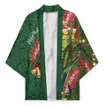 Green Budgerigars on Callistemon Kimono Merry Christmas Aussie - Aussie Hoodie