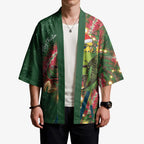 Green Budgerigars on Callistemon Kimono Merry Christmas Aussie - Aussie Hoodie