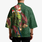 Green Budgerigars on Callistemon Kimono Merry Christmas Aussie - Aussie Hoodie