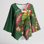 Green Budgerigars on Callistemon Kimono Sleeve Blouse Merry Christmas Aussie - Aussie Hoodie