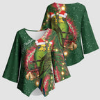 Green Budgerigars on Callistemon Kimono Sleeve Blouse Merry Christmas Aussie - Aussie Hoodie