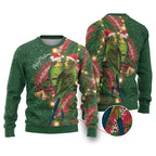 Green Budgerigars on Callistemon Merry Christmas Aussie Ugly Christmas Sweater - Aussie Hoodie