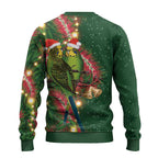 Green Budgerigars on Callistemon Merry Christmas Aussie Ugly Christmas Sweater - Aussie Hoodie