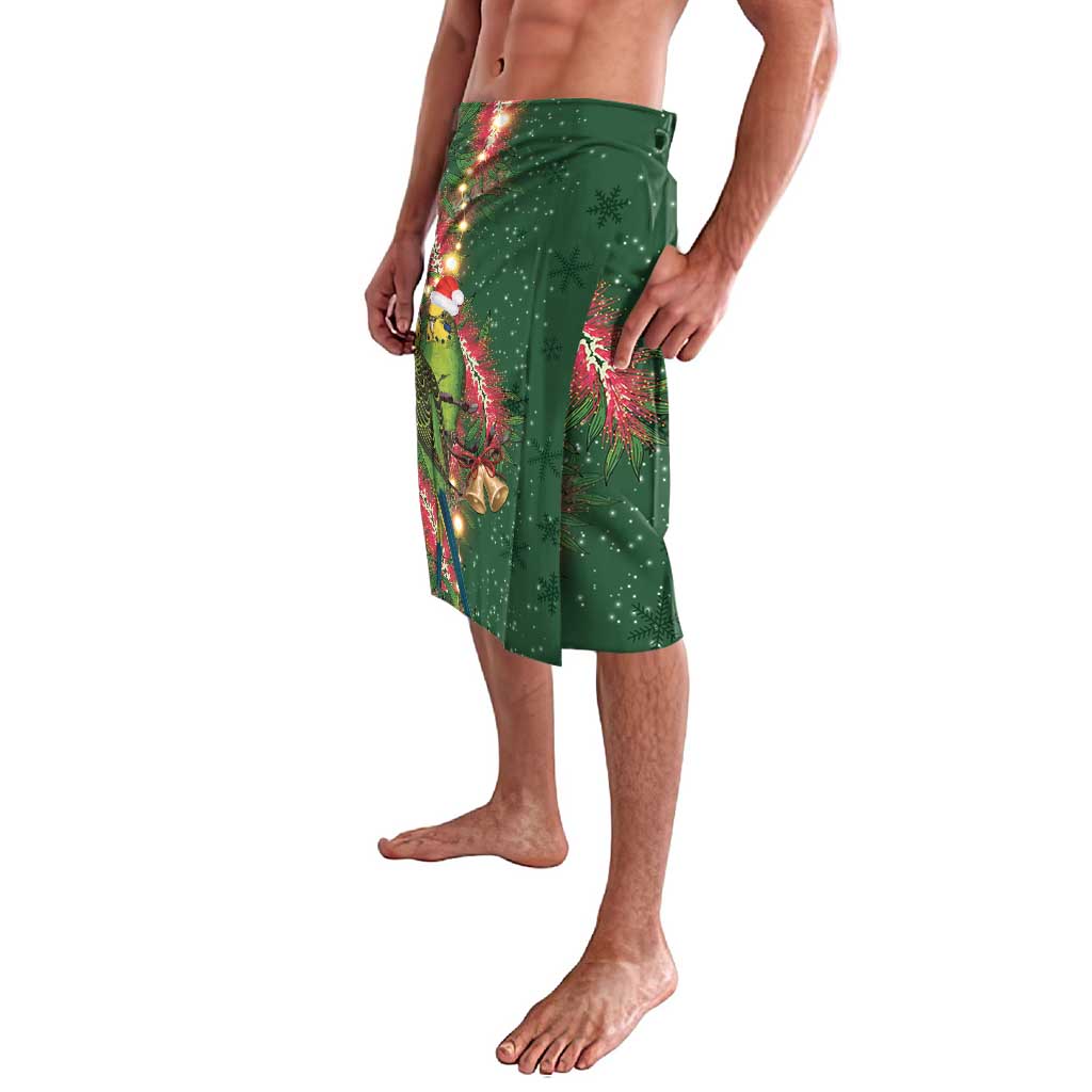 Green Budgerigars on Callistemon Lavalava Merry Christmas Aussie - Aussie Hoodie
