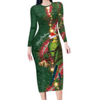 Green Budgerigars on Callistemon Long Sleeve Bodycon Dress Merry Christmas Aussie - Aussie Hoodie