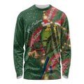 Green Budgerigars on Callistemon Long Sleeve Shirt Merry Christmas Aussie - Aussie Hoodie