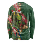 Green Budgerigars on Callistemon Long Sleeve Shirt Merry Christmas Aussie - Aussie Hoodie