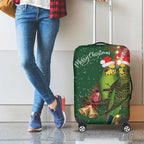 Green Budgerigars on Callistemon Luggage Cover Merry Christmas Aussie - Aussie Hoodie