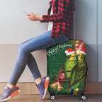 Green Budgerigars on Callistemon Luggage Cover Merry Christmas Aussie - Aussie Hoodie