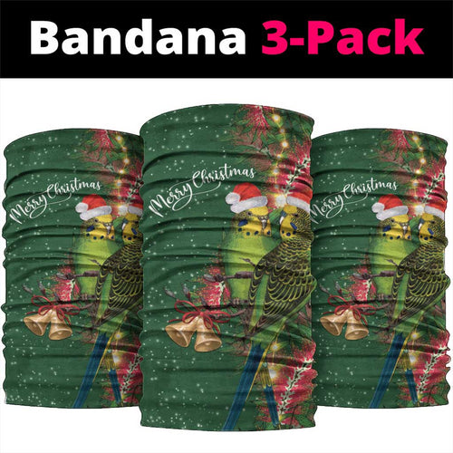 Green Budgerigars on Callistemon Neck Gaiter Merry Christmas Aussie - Aussie Hoodie