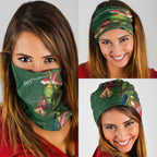 Green Budgerigars on Callistemon Neck Gaiter Merry Christmas Aussie - Aussie Hoodie