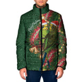Green Budgerigars on Callistemon Padded Jacket Merry Christmas Aussie - Aussie Hoodie
