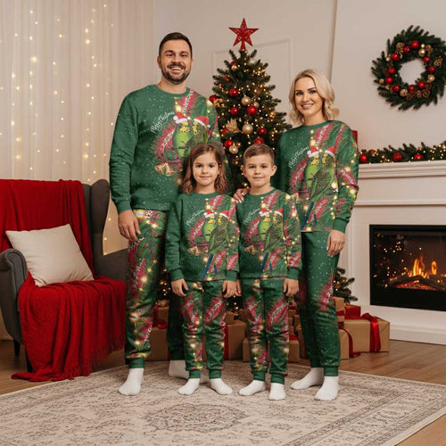 Green Budgerigars on Callistemon Merry Christmas Aussie Christmas Pajama Set - Aussie Hoodie