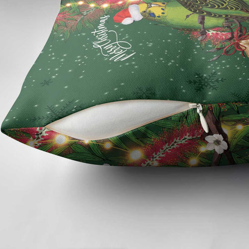 Green Budgerigars on Callistemon Pillow Cover Merry Christmas Aussie - Aussie Hoodie