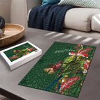 Green Budgerigars on Callistemon Puzzle Merry Christmas Aussie - Aussie Hoodie