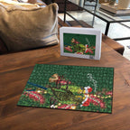 Green Budgerigars on Callistemon Puzzle Merry Christmas Aussie - Aussie Hoodie