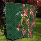 Green Budgerigars on Callistemon Quilt Merry Christmas Aussie - Aussie Hoodie