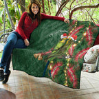 Green Budgerigars on Callistemon Quilt Merry Christmas Aussie - Aussie Hoodie