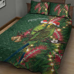 Green Budgerigars on Callistemon Quilt Bed Set Merry Christmas Aussie - Aussie Hoodie