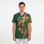 Green Budgerigars on Callistemon Scrub Top Merry Christmas Aussie - Aussie Hoodie