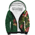 Green Budgerigars on Callistemon Sherpa Hoodie Merry Christmas Aussie - Aussie Hoodie