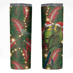 Green Budgerigars on Callistemon Skinny Tumbler Merry Christmas Aussie - Aussie Hoodie