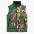 Green Budgerigars on Callistemon Sleeveless Puffer Jacket Merry Christmas Aussie - Aussie Hoodie
