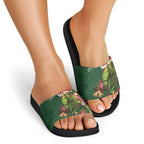 Green Budgerigars on Callistemon Slide Sandals Merry Christmas Aussie - Aussie Hoodie