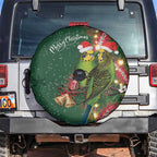 Green Budgerigars on Callistemon Spare Tire Cover Merry Christmas Aussie - Aussie Hoodie