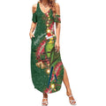 Green Budgerigars on Callistemon Summer Maxi Dress Merry Christmas Aussie - Aussie Hoodie