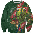 Green Budgerigars on Callistemon Sweatshirt Merry Christmas Aussie - Aussie Hoodie