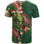 Green Budgerigars on Callistemon T Shirt Merry Christmas Aussie - Aussie Hoodie