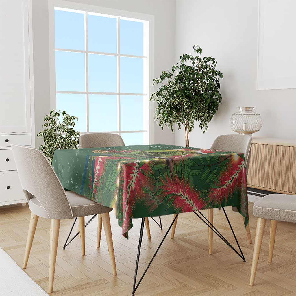 Green Budgerigars on Callistemon Tablecloth Merry Christmas Aussie - Aussie Hoodie