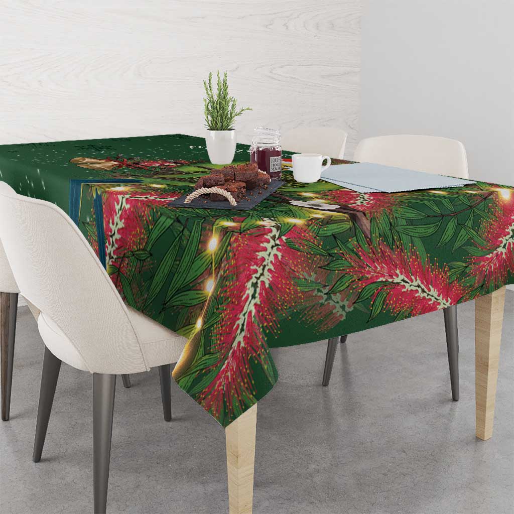 Green Budgerigars on Callistemon Tablecloth Merry Christmas Aussie - Aussie Hoodie