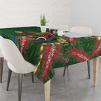 Green Budgerigars on Callistemon Tablecloth Merry Christmas Aussie - Aussie Hoodie