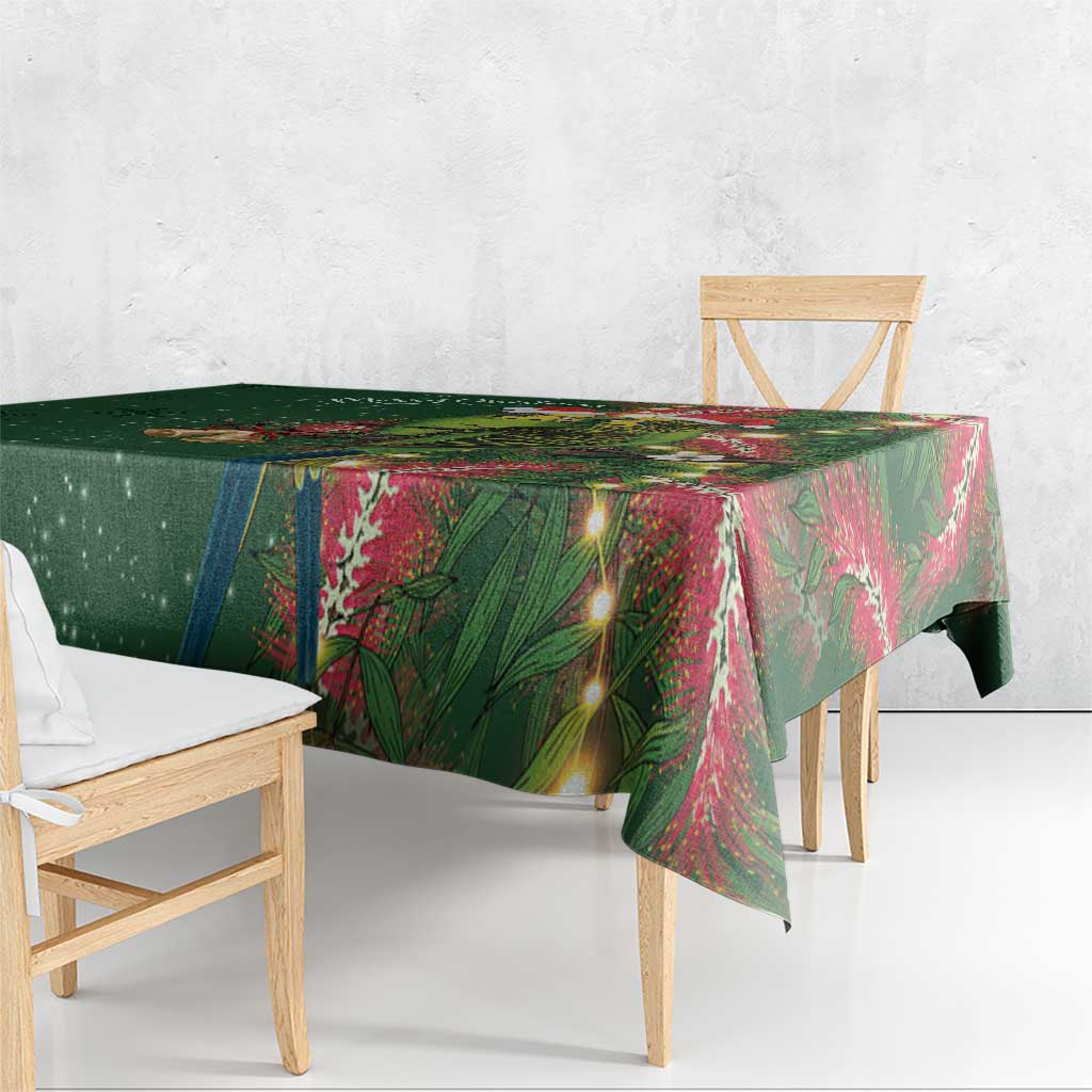 Green Budgerigars on Callistemon Tablecloth Merry Christmas Aussie - Aussie Hoodie