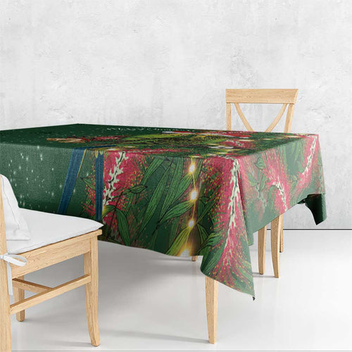 Green Budgerigars on Callistemon Tablecloth Merry Christmas Aussie - Aussie Hoodie